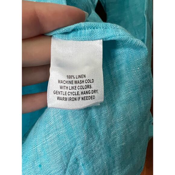 NWT Untuckit Women's Linen Button Up Classic Blush Aqua Shirt Long Sleeve Size 0 - Picture 6 of 11